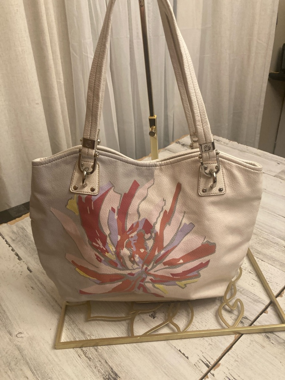 Genuine Relic Brand Vintage Spring Women’s Floral Print Cream Tote Bag